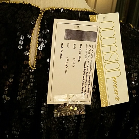 NWT vintage black sequined long sleeve blouse - Picture 4 of 5